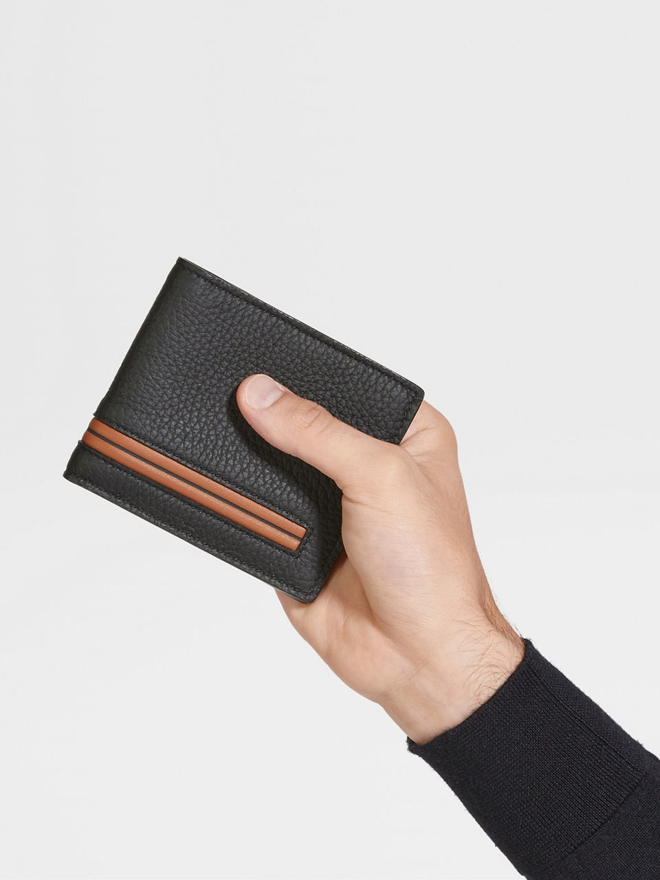 ZEGNA BLACK DEERSKIN BILLFOLD WALLET