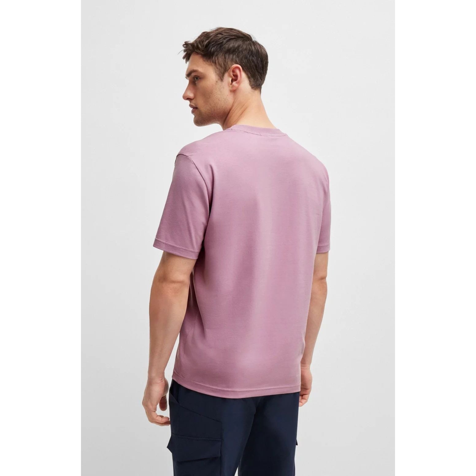 BOSS STRETCH-COTTON T-SHIRT WITH CREW NECKLINE AND LOGO DETAIL