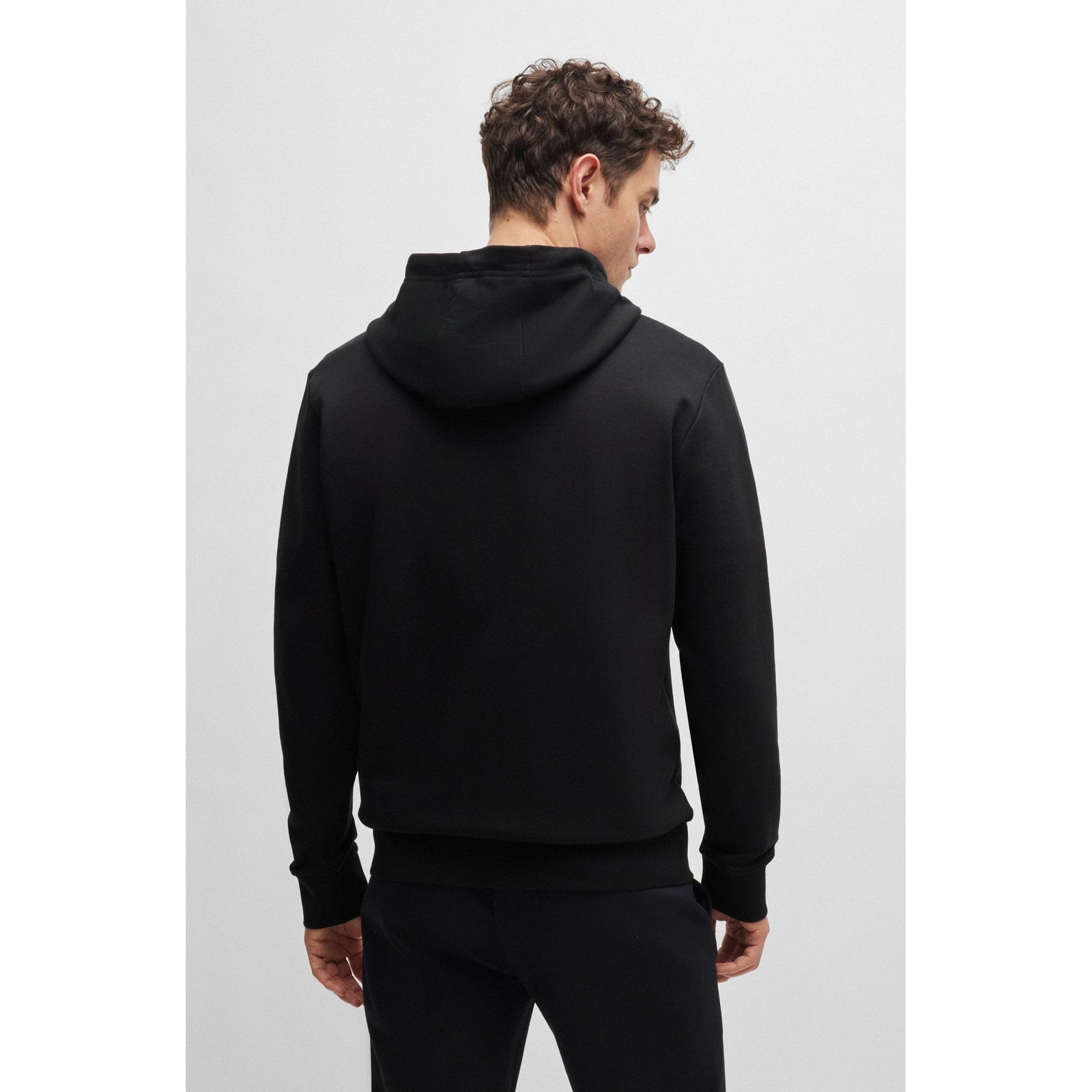 BOSS COTTON-TERRY ZIP-UP HOODIE WITH PRINTED LOGO