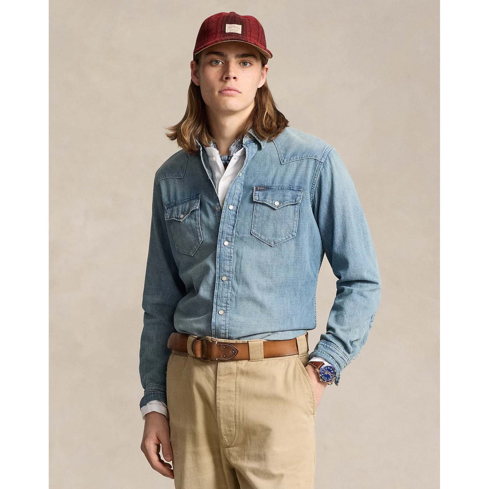 POLO RALPH LAUREN SLUB DENIM WESTERN SHIRT