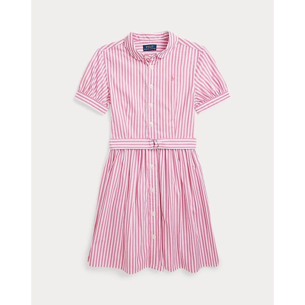 POLO RALPH LAUREN STRIPED BELTED COTTON POPLIN SHIRTDRESS - Yooto