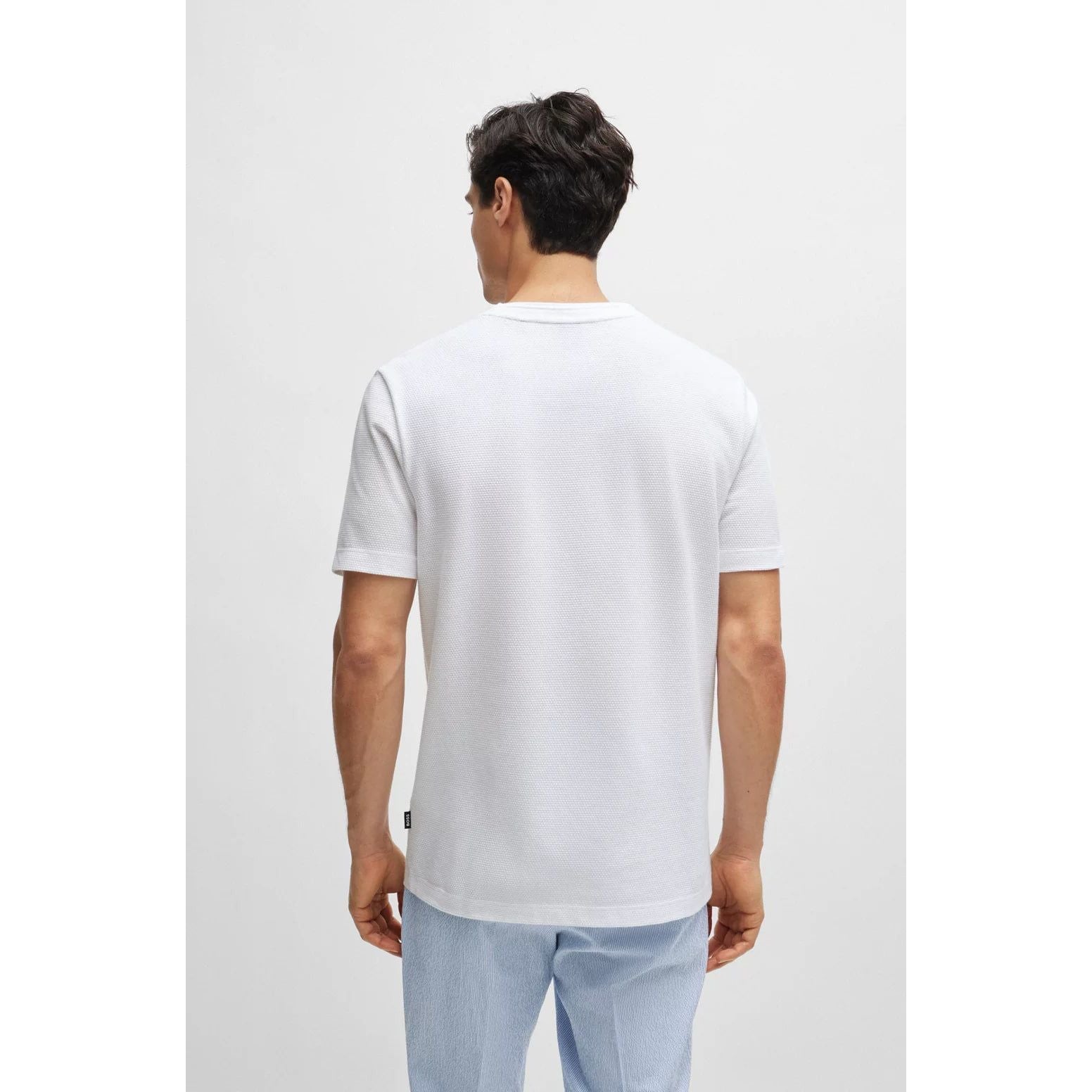 BOSS COTTON-BLEND T-SHIRT WITH BUBBLE-JACQUARD STRUCTURE