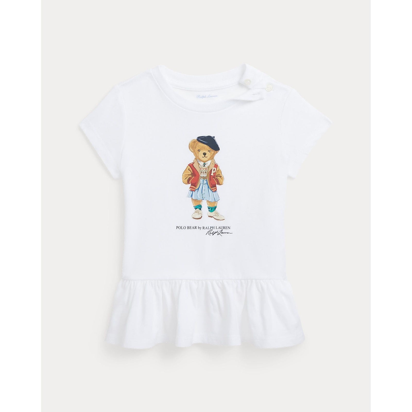 POLO RALPH LAUREN POLO BEAR COTTON JERSEY PEPLUM T-SHIRT - Yooto