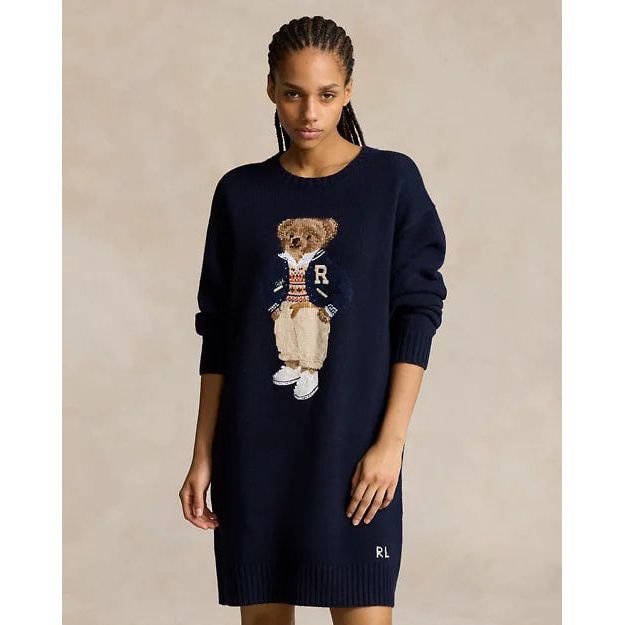 RALPH LAUREN Polo Bear Crewneck Sweater Dress