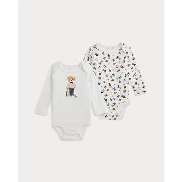 RALPH LAUREN Polo Bear Cotton Bodysuit 2-Pack