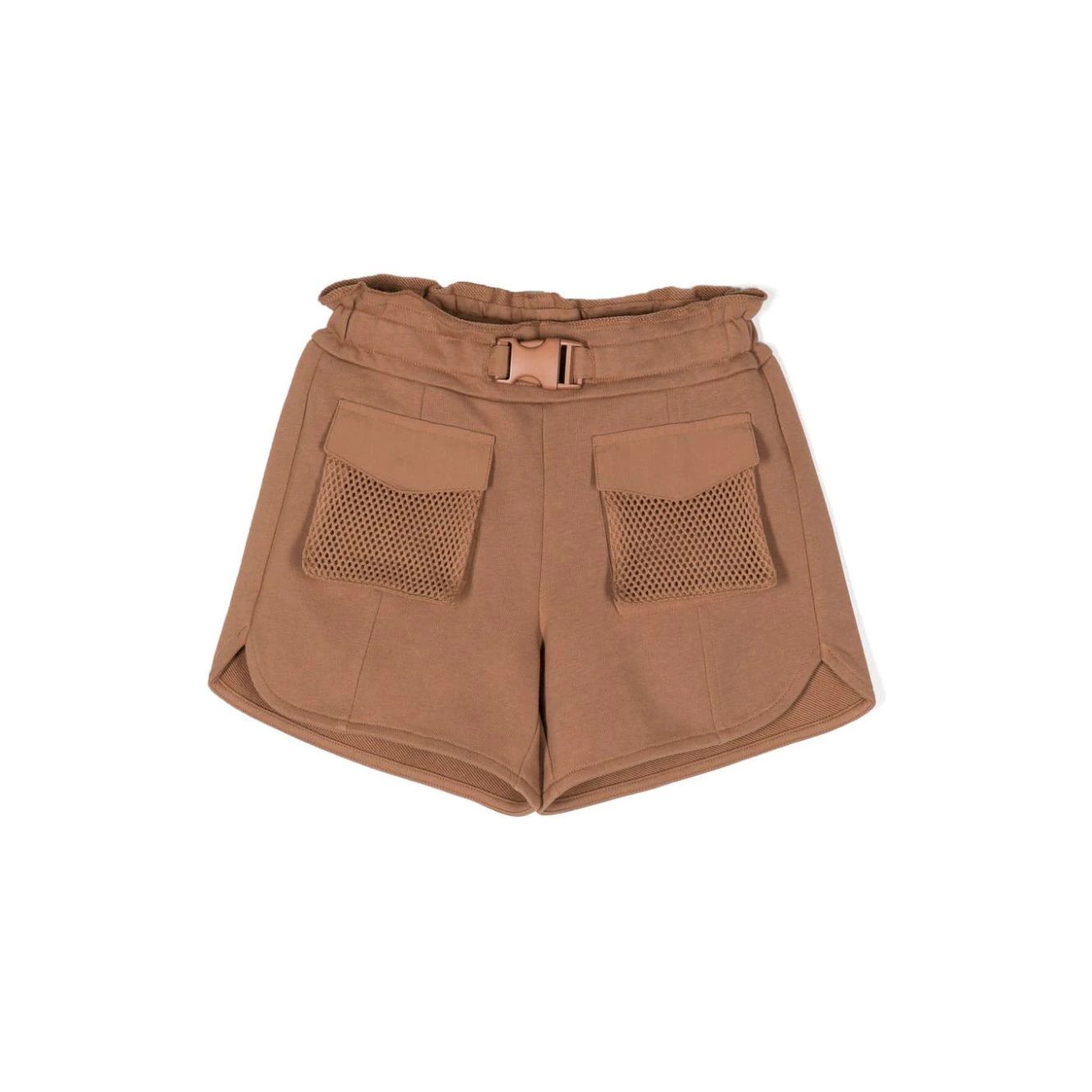 EMPORIO ARMANI KIDS JERSEY SHORTS WITH BELT AT THE WAIST AND MESH POCKETS