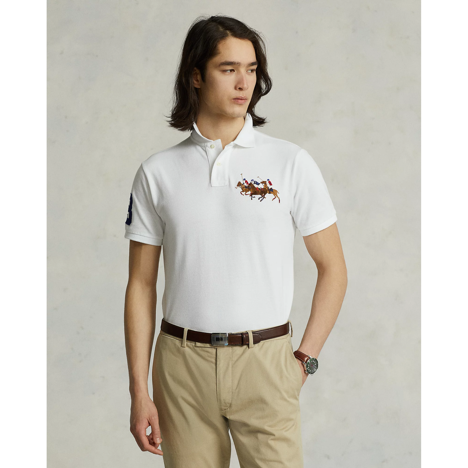 POLO RALPH LAUREN CUSTOM SLIM FIT TRIPLE-PONY POLO SHIRT