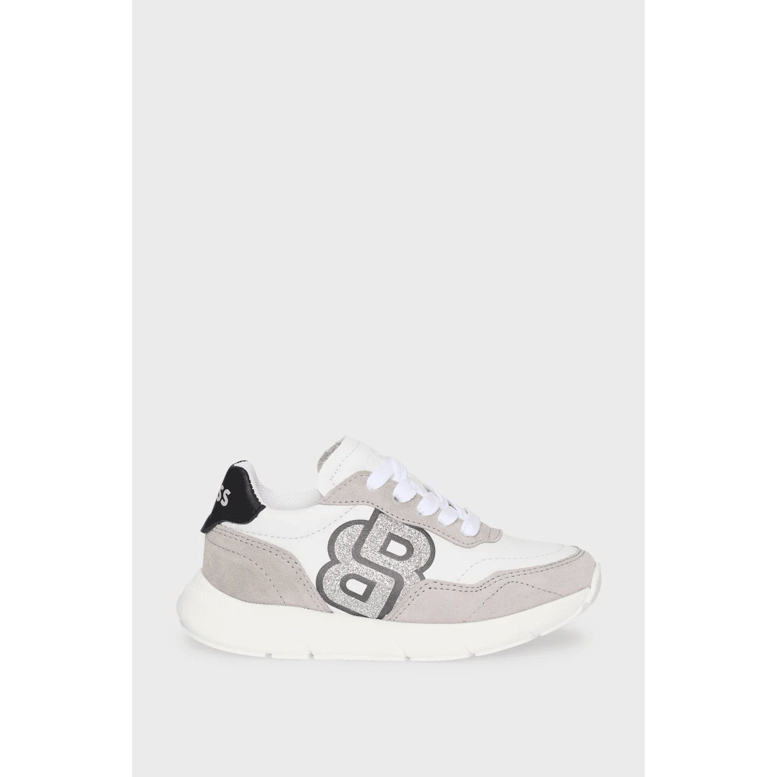 BOSS KIDS' TRAINERS IN LEATHER WITH DOUBLE B MONOGRAM