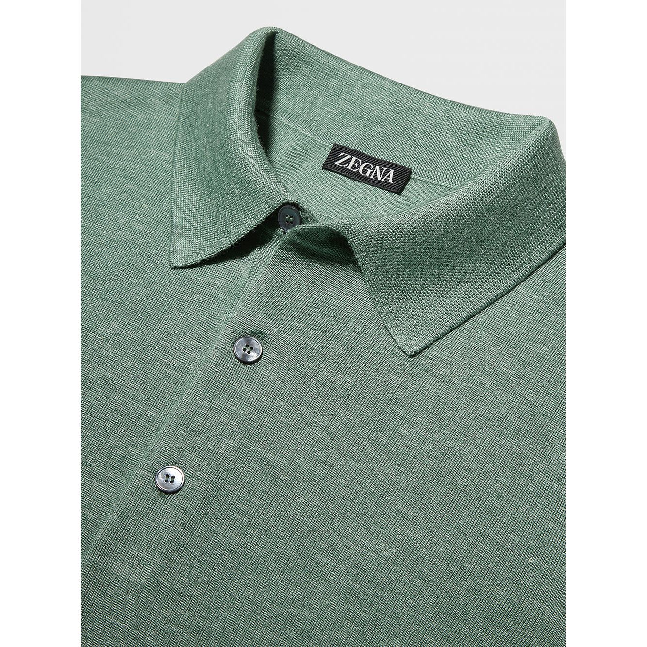 ZEGNA MÉLANGE SILK CASHMERE AND LINEN POLO SHIRT