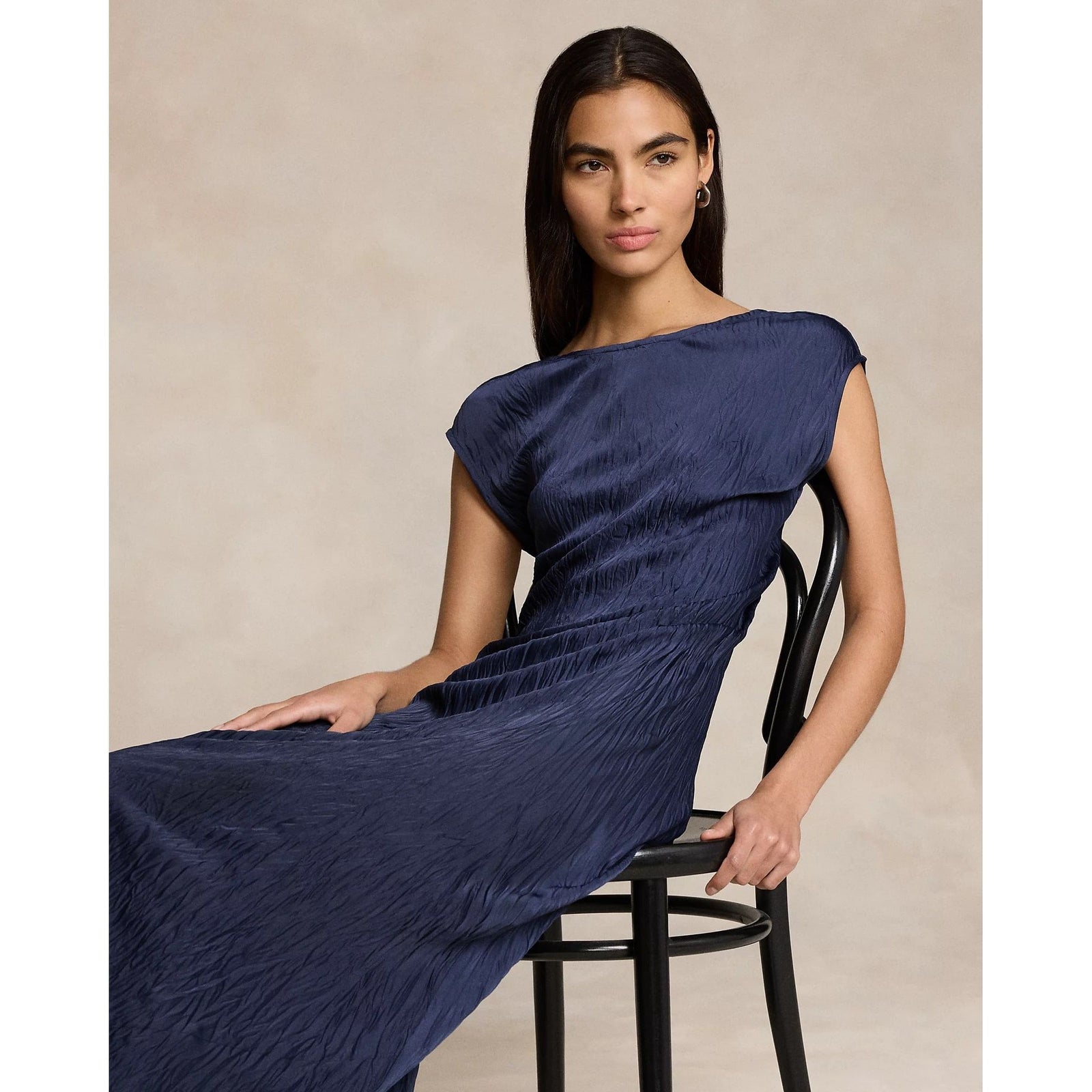 POLO RALPH LAUREN CRINKLED SATIN GOWN