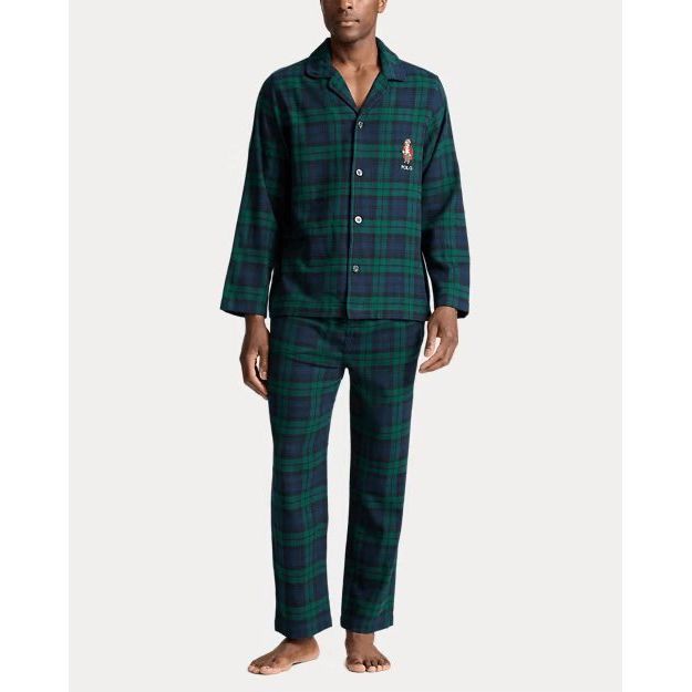 RALPH LAUREN Polo Bear Plaid Flannel Pyjama Set