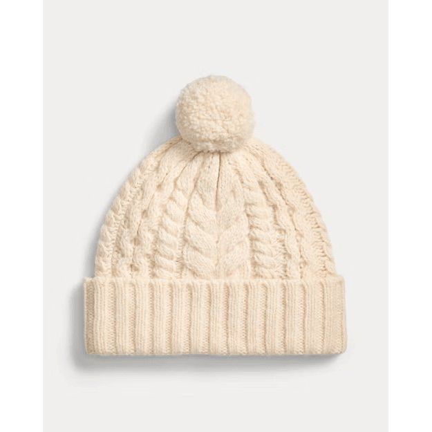 RALPH LAUREN Polo Bear Cable Pom-Pom Beanie