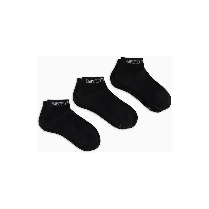 EMPORIO ARMANI THREE-PACK OF SOCKS WITH JACQUARD EMPORIO ARMANI LOGO