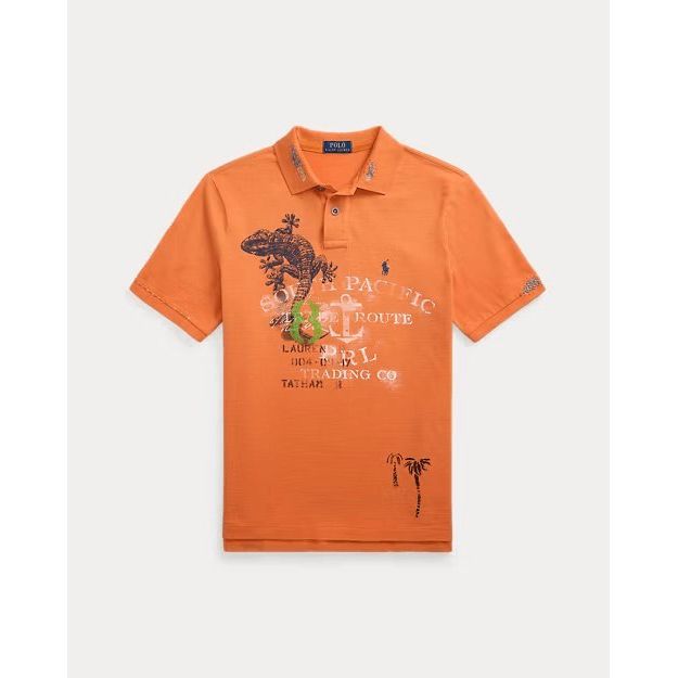 RALPH LAUREN Classic Fit Mesh Graphic Polo Shirt