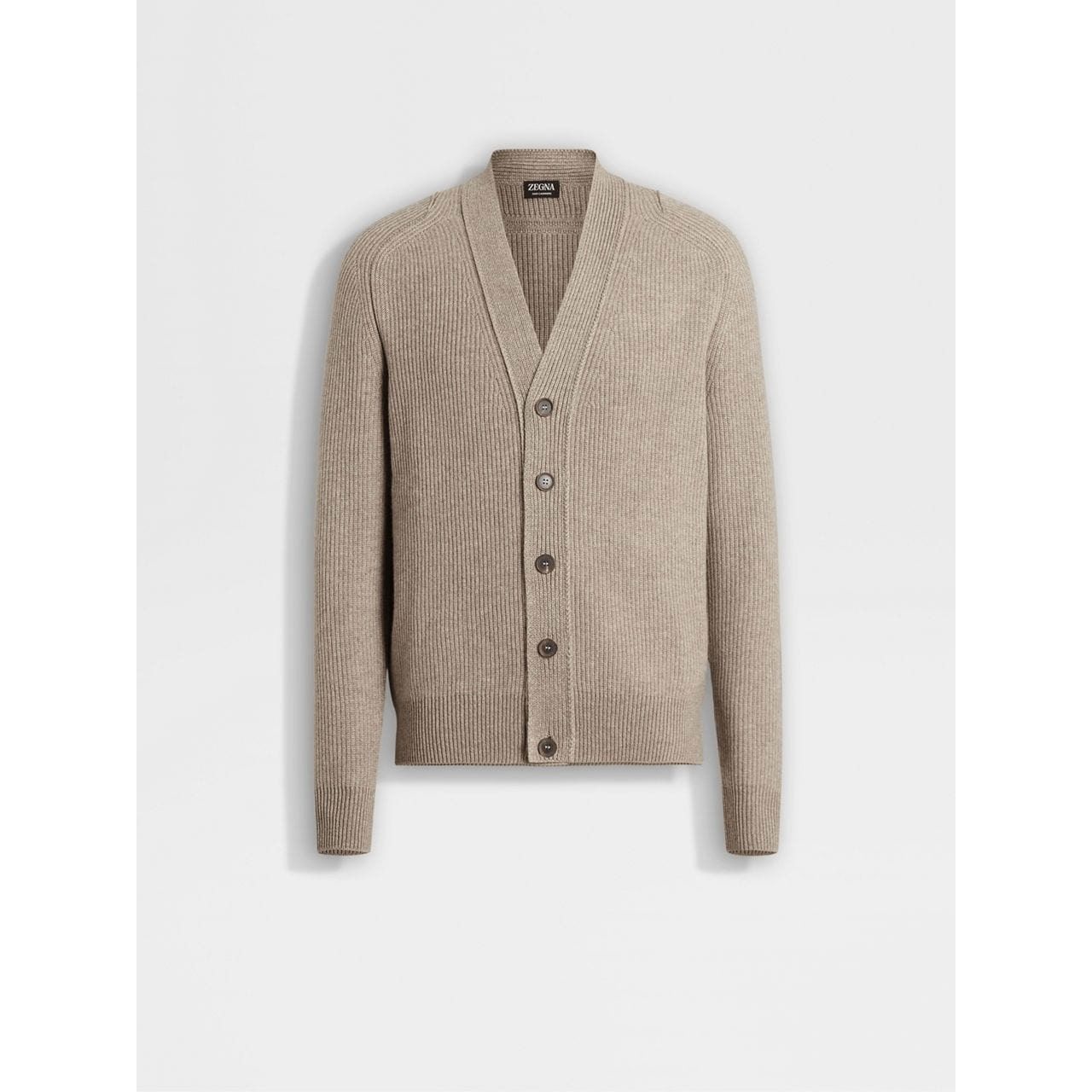 ZEGNA LIGHT TAUPE OASI CASHMERE CARDIGAN