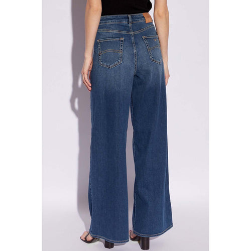 Load image into Gallery viewer, EMPORIO ARMANI J1C MEDIUM-HIGH RISE, WIDE-LEG JEANS IN A WORN-LOOK DENIM - Yooto
