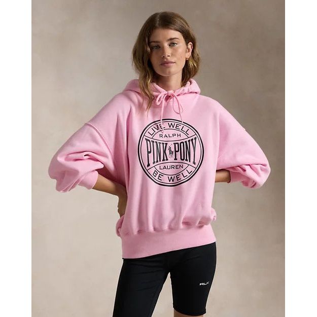 RALPH LAUREN Pink Pony Logo Fleece Hoodie