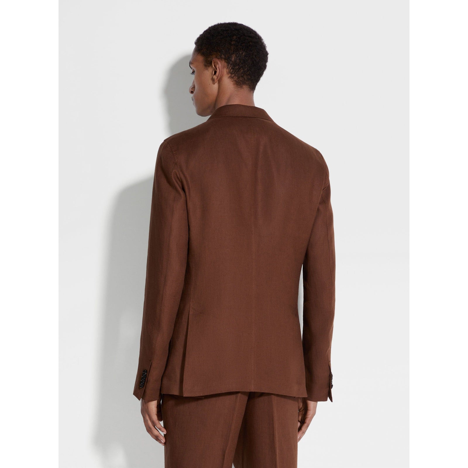 ZEGNA BROWN OASI LINO JACKET