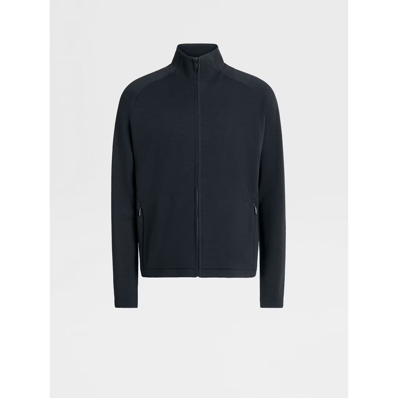 ZEGNA NAVY BLUE TECHMERINO™ WOOL FULL ZIP SWEATSHIRT