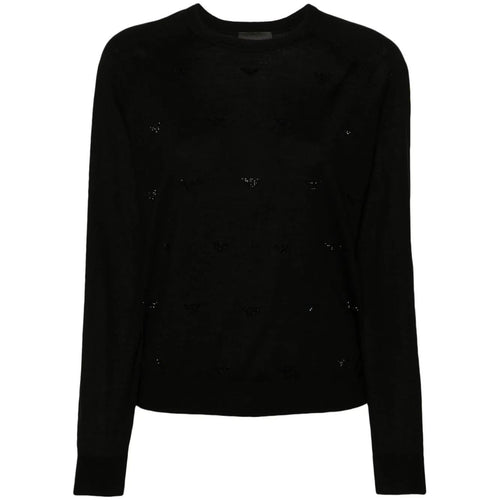 Load image into Gallery viewer, EMPORIO ARMANI rhinestone-logo fine-knit jumper
