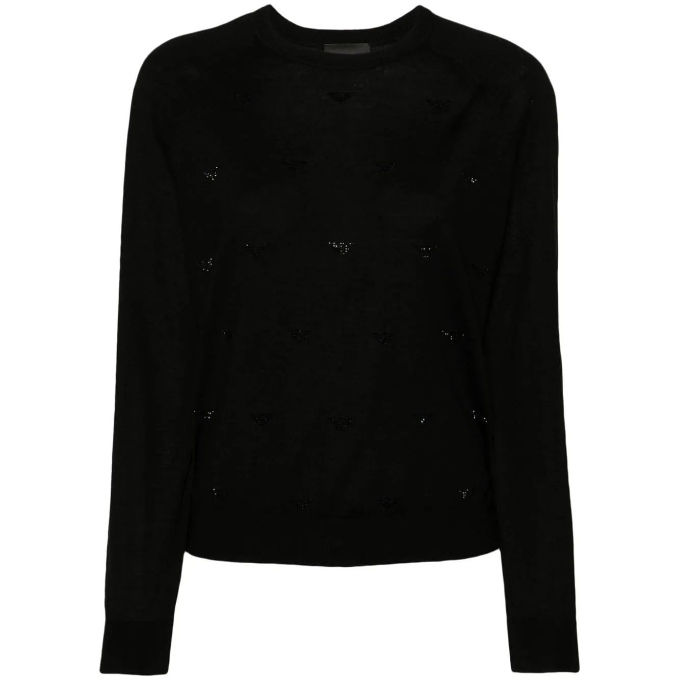 EMPORIO ARMANI rhinestone-logo fine-knit jumper