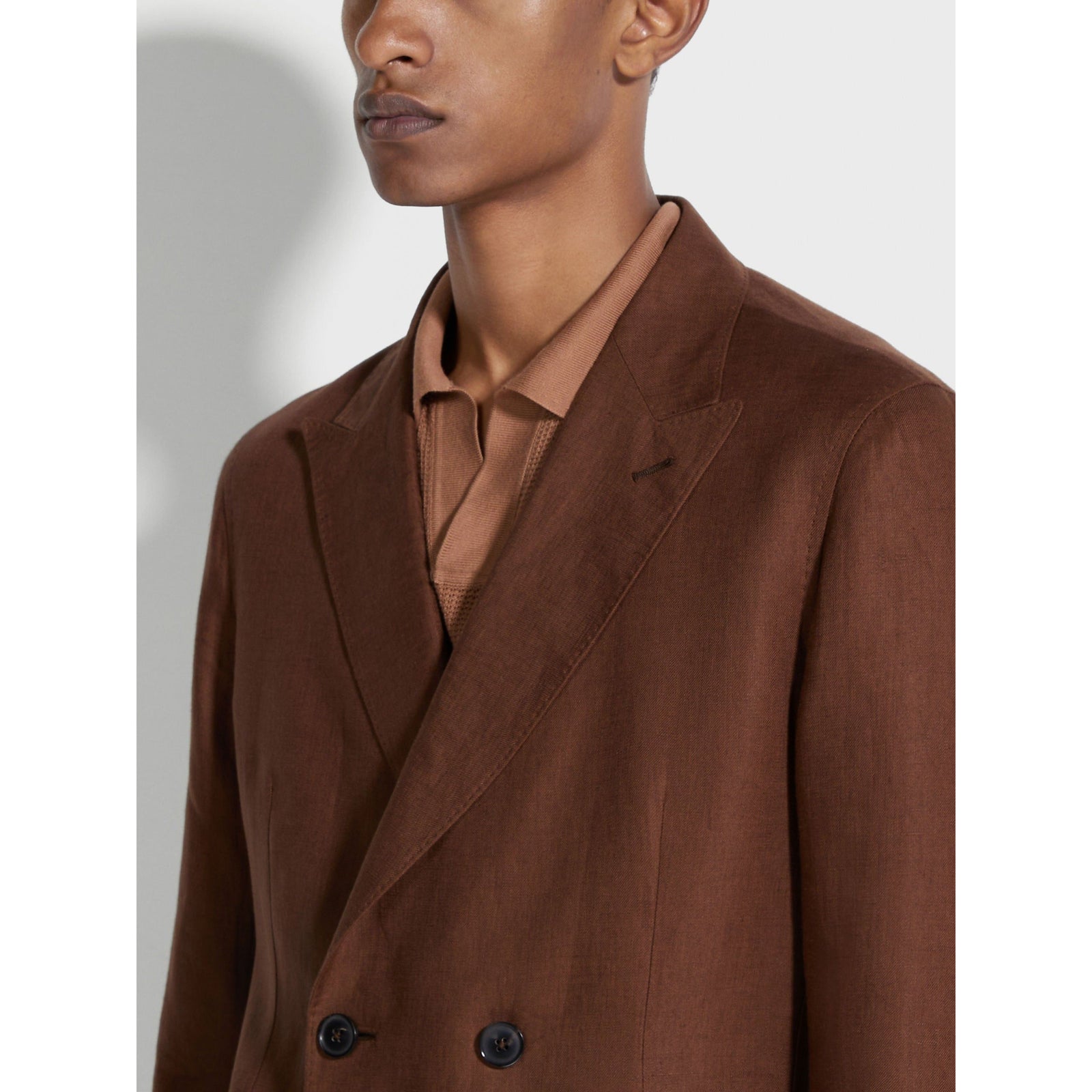 ZEGNA BROWN OASI LINO JACKET