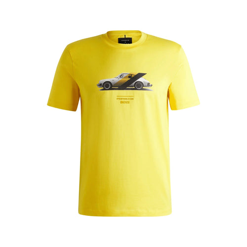 Load image into Gallery viewer, BOSS Porsche x BOSS mercerised-cotton T-shirt with collaborative branding
