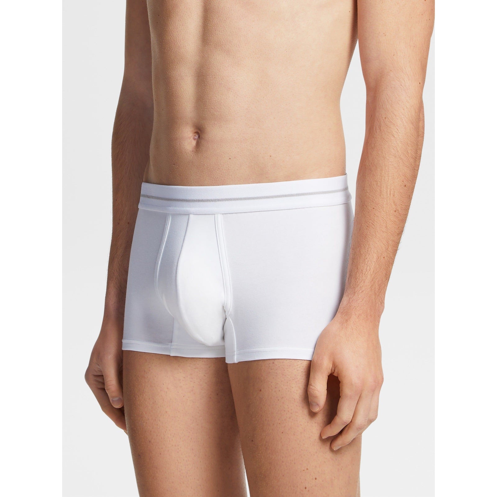 ZEGNA WHITE STRETCH COTTON BLEND TRUNKS