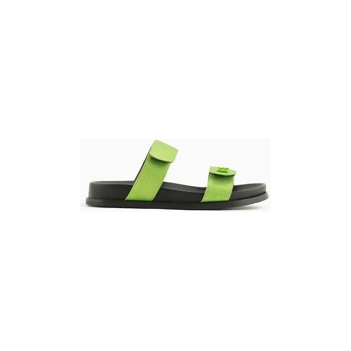 EMPORIO ARMANI DOUBLE-BAND GROSGRAIN SANDALS WITH EA LOGO - Yooto