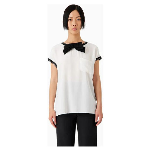 Load image into Gallery viewer, EMPORIO ARMANI SHORT-SLEEVED VISCOSE-CRÊPE BLOUSE - Yooto
