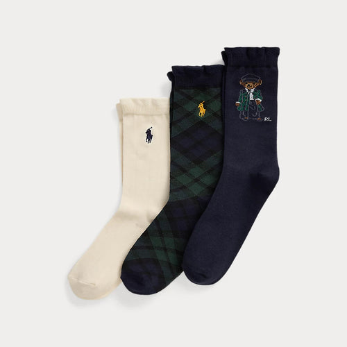 Load image into Gallery viewer, RALPH LAUREN Polo Bear Crew Sock 3-Pack
