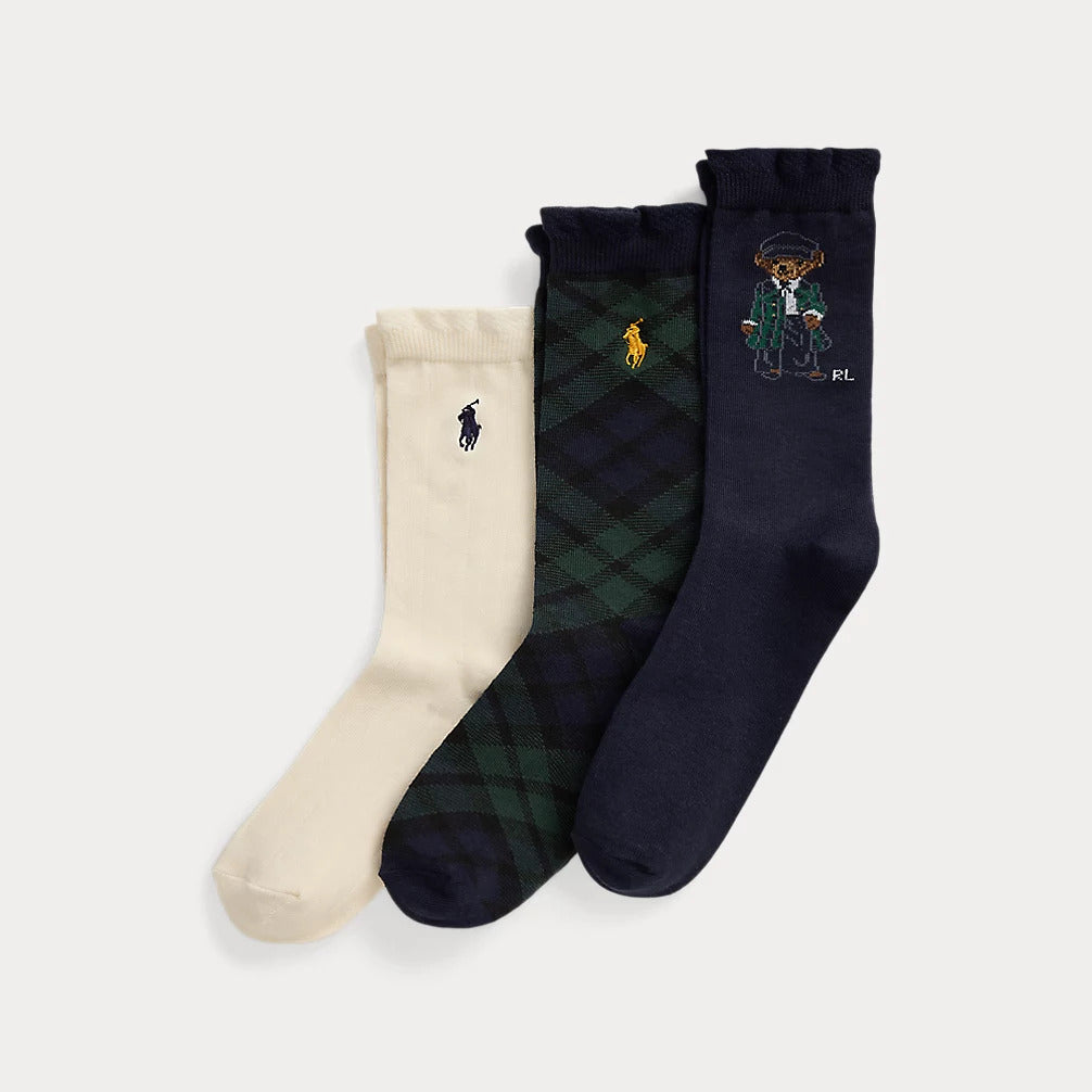 RALPH LAUREN Polo Bear Crew Sock 3-Pack