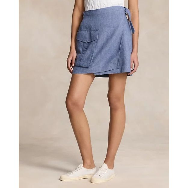 POLO RALPH LAUREN CARGO LINEN WRAP SKIRT - Yooto