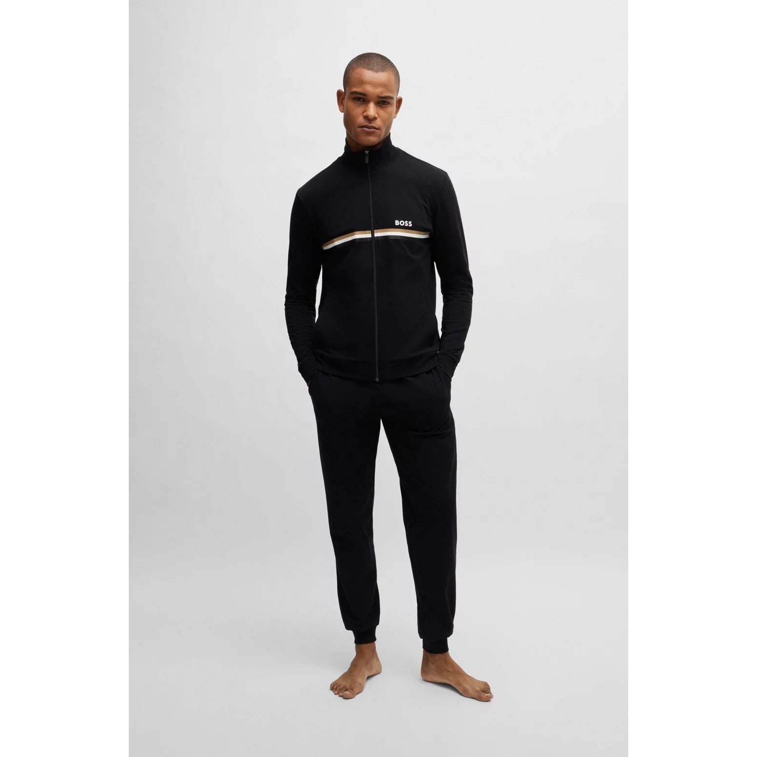 BOSS STRETCH-COTTON REGULAR-FIT TRACKSUIT WITH SIGNATURE DETAILS - Yooto