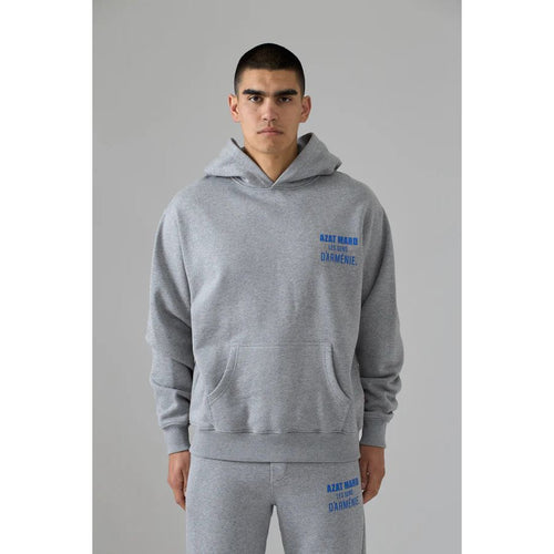 Load image into Gallery viewer, AZAT MARD LES GENS HEATHER GREY WITH BLUE HOODIE
