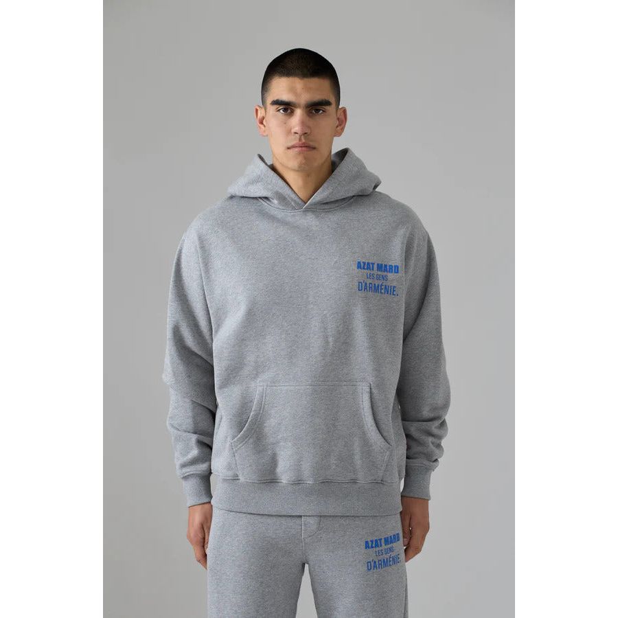 AZAT MARD LES GENS HEATHER GREY WITH BLUE HOODIE