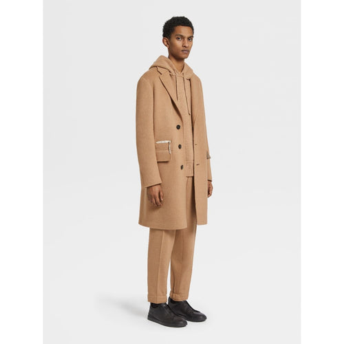 Load image into Gallery viewer, ZEGNA Camel Jerseywear Hooded Coat
