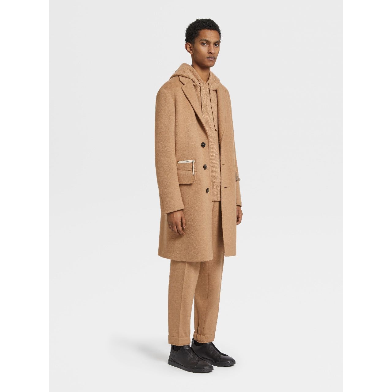 ZEGNA Camel Jerseywear Hooded Coat