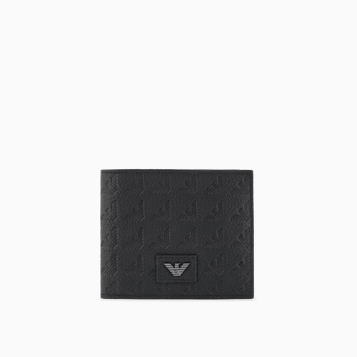 Load image into Gallery viewer, EMPORIO ARMANI Leather coin-pocket wallet with all-over embossed eagle
