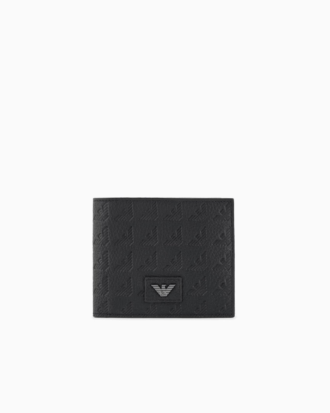 EMPORIO ARMANI Leather coin-pocket wallet with all-over embossed eagle