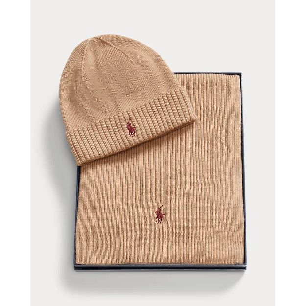 RALPH LAUREN Merino Wool Beanie & Scarf Gift Set