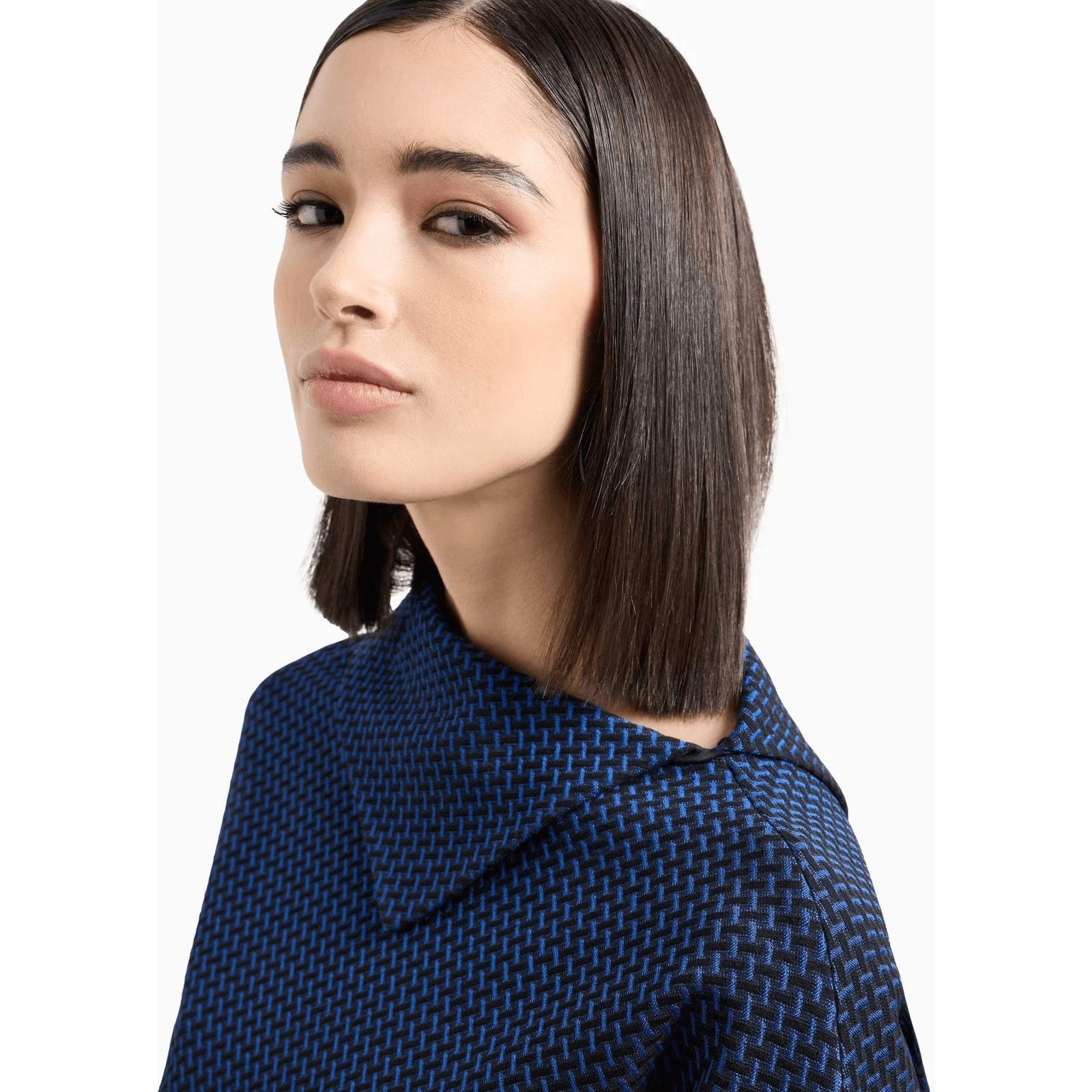 EMPORIO ARMANI Jumper with a large turned-up collar in viscose jacquard jersey