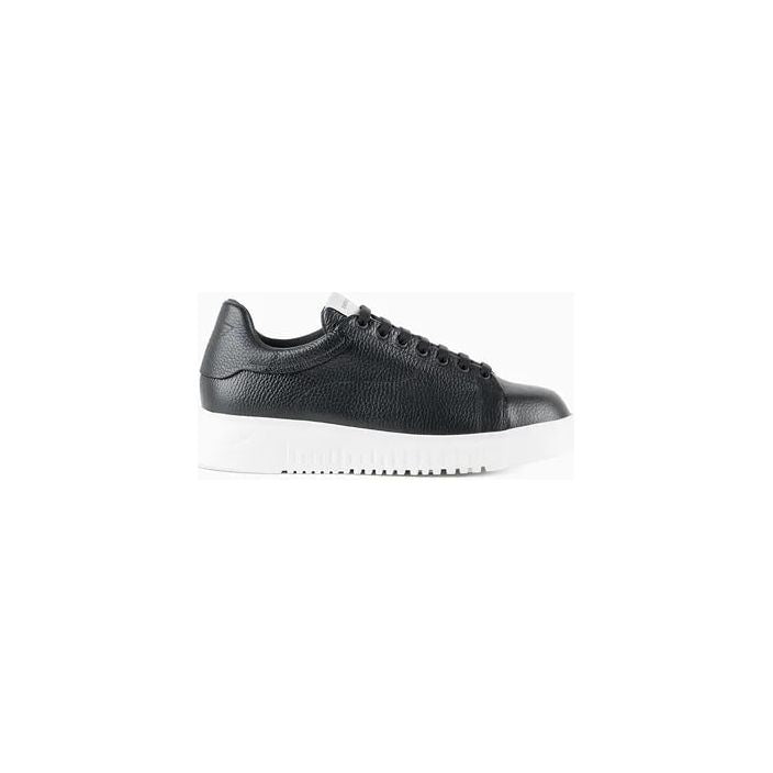 EMPORIO ARMANI TUMBLED LEATHER SNEAKERS