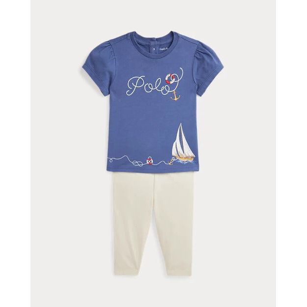 RALPH LAUREN Sailboat Jersey Tee & Legging Set