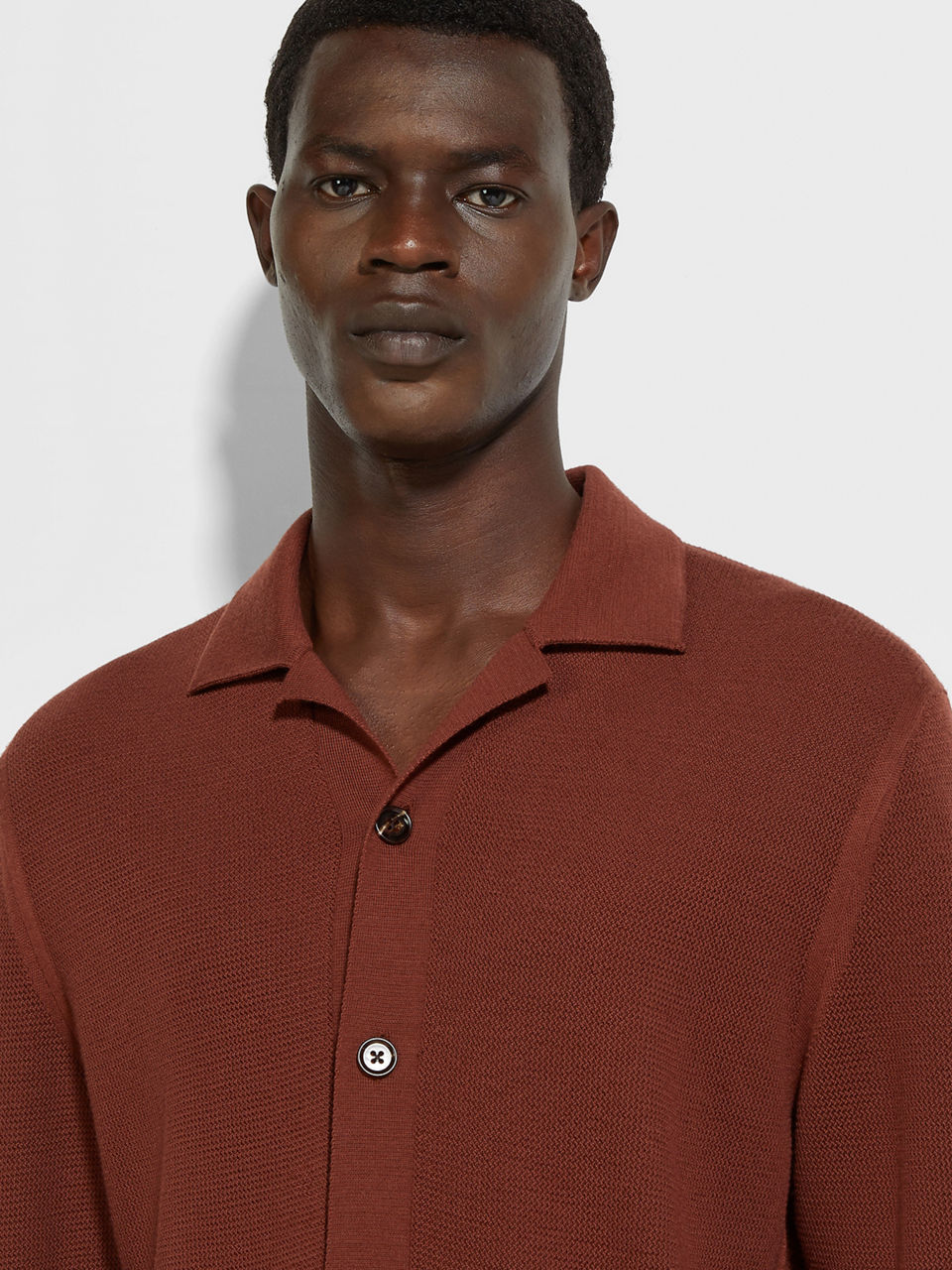 ZEGNA BRICK RED WOOL SHIRT