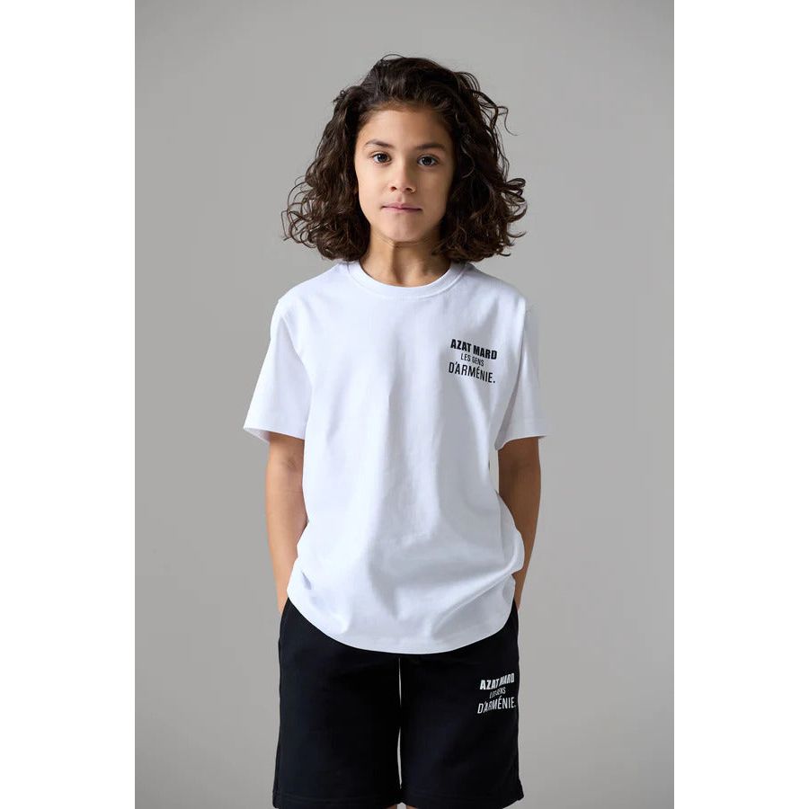 AZAT MARD LES GENS WHITE T-SHIRT & BLACK SHORT KIDS TWINSET - Yooto