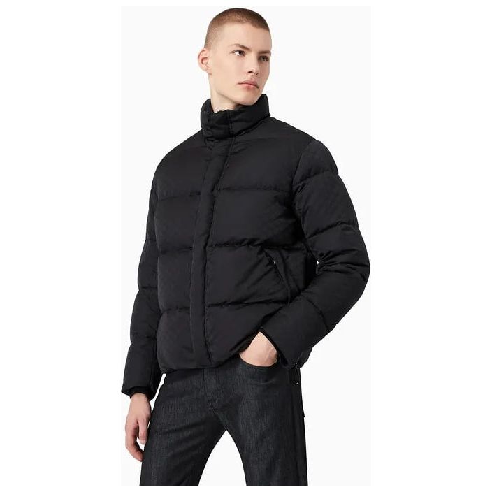 EMPORIO ARMANI QUILTED PUFFER JACKET WITH ALL-OVER JACQUARD EAGLE - Yooto