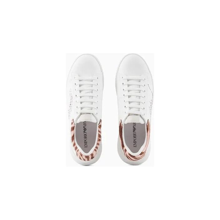 EMPORIO ARMANI LEATHER SNEAKERS WITH PONYSKIN BACK AND SIGNATURE LOGO - Yooto