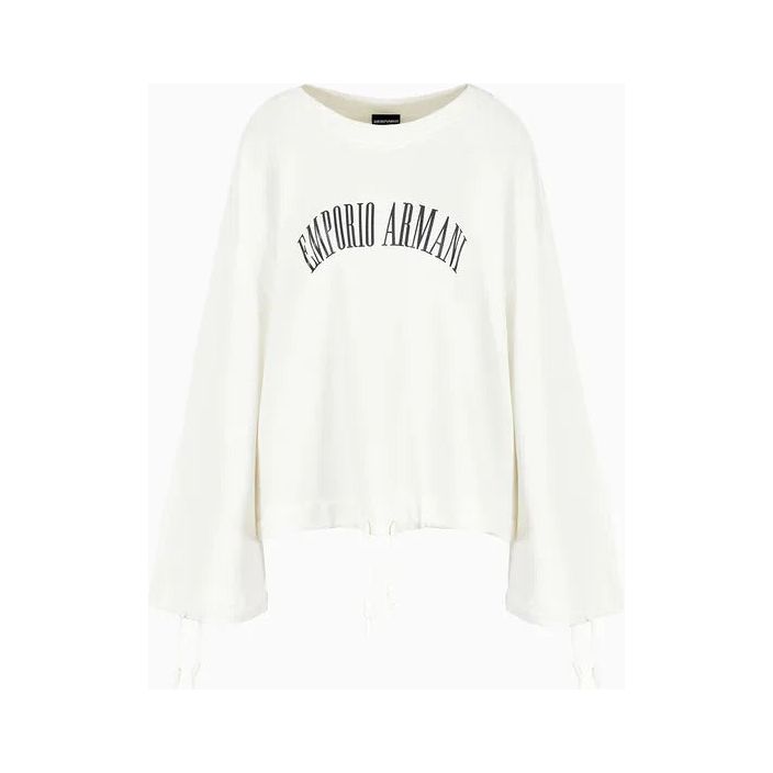 EMPORIO ARMANI ASV ORGANIC FRENCH TERRY DRAWSTRING SWEATSHIRT WITH LOGO PRINT - Yooto