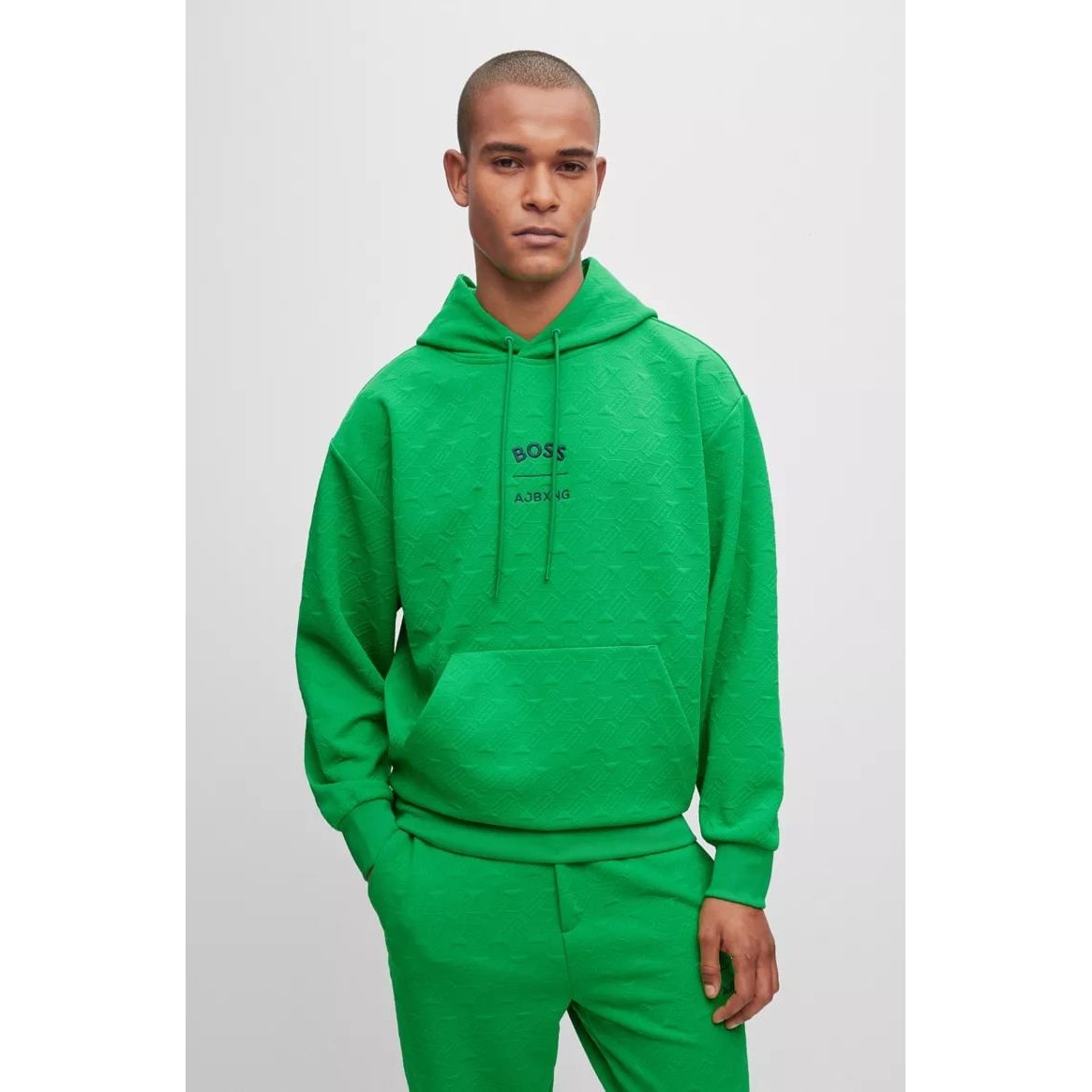 BOSS BOSS X AJBXNG RELAXED-FIT HOODIE WITH ALL-OVER MONOGRAM JACQUARD - Yooto